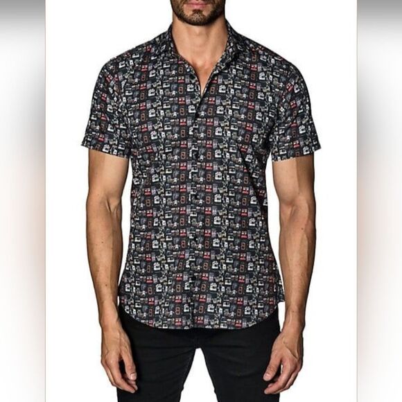 Jared Lang Camera Print Eclectic Streetwear Preppy Academia Top XXL - Picture 1 of 11